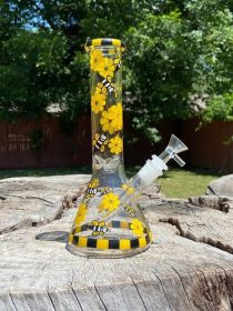9.84" Honey Bee Glass Bong Water Pipe Smoking Hookah+5 FREE Screens