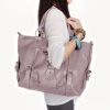 [Dream Lady] Charm Griege Leatherette Double Handle Handbag Shoulder Bag Satchel Bag Purse