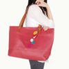 [Dolce Pink Lady] Fashion Double Handle Leatherette Satchel Bag Handbag Purse